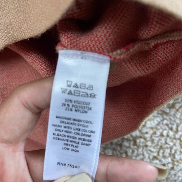 Cynthia Rowley Red and Tan Cowl Neck Sweater - Picture 4 of 4